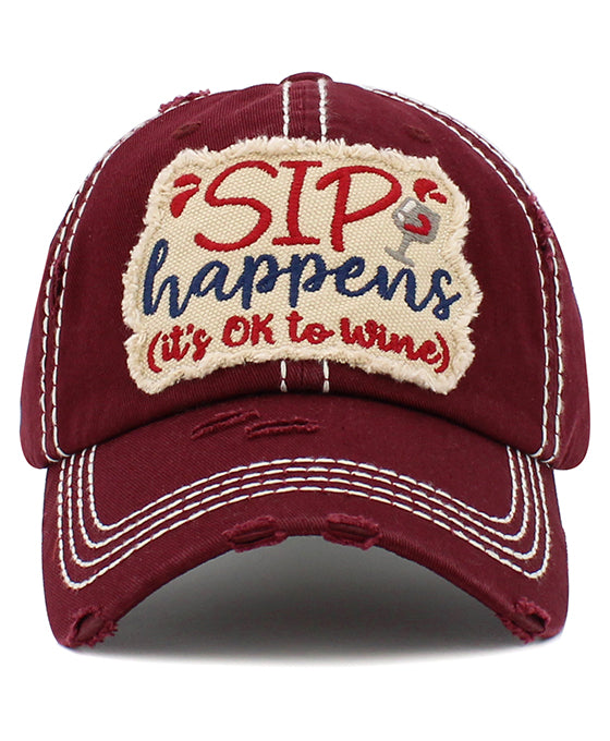 Sip Happens Washed Vintage Ball Cap