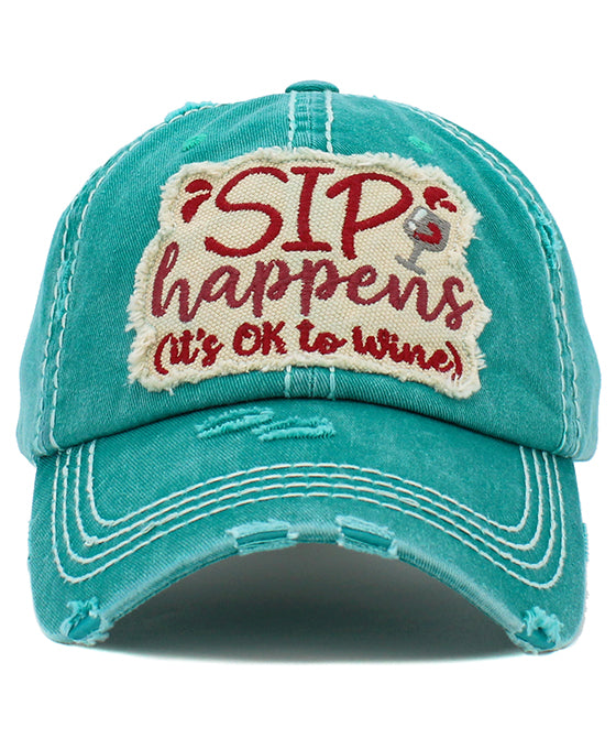 Sip Happens Washed Vintage Ball Cap