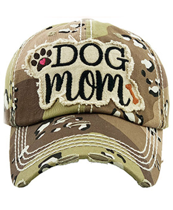 DOG MOM Washed Vintage Ball Cap