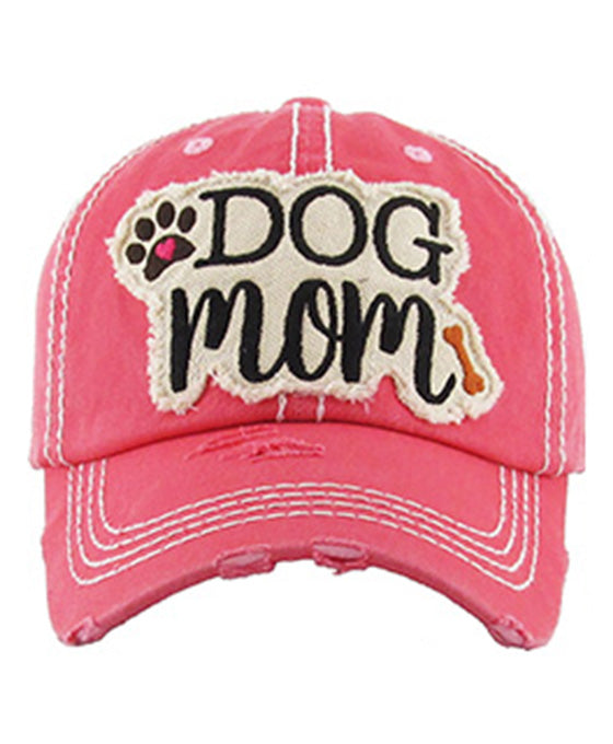 DOG MOM Washed Vintage Ball Cap