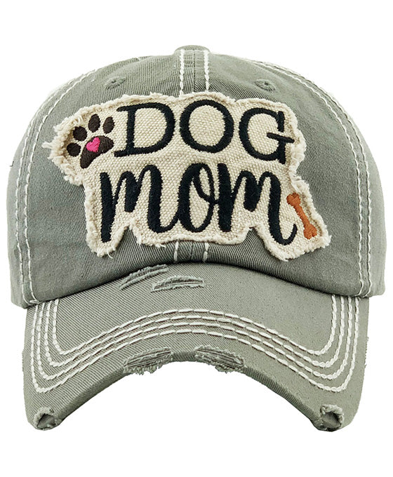 DOG MOM Washed Vintage Ball Cap