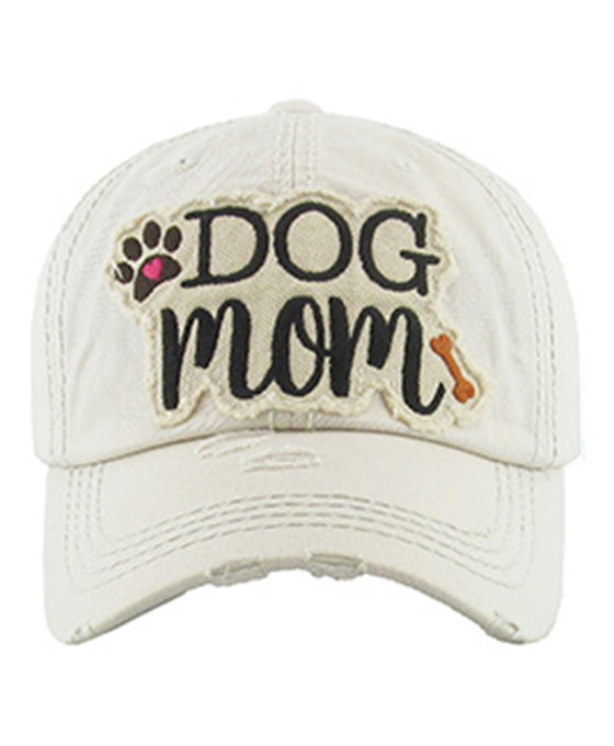 DOG MOM Washed Vintage Ball Cap
