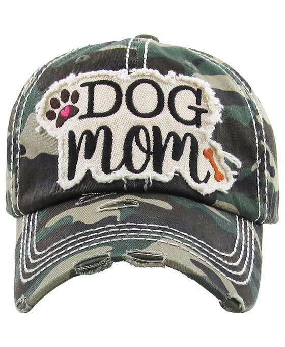 DOG MOM Washed Vintage Ball Cap