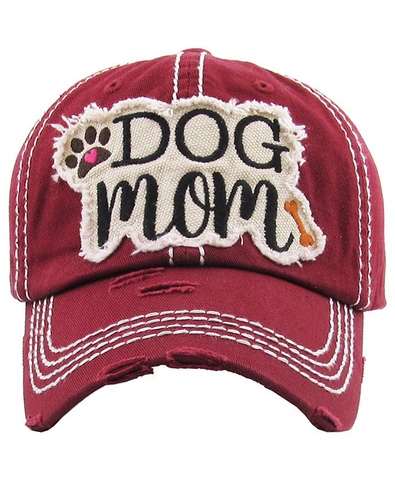 DOG MOM Washed Vintage Ball Cap