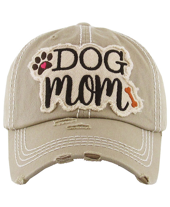 DOG MOM Washed Vintage Ball Cap