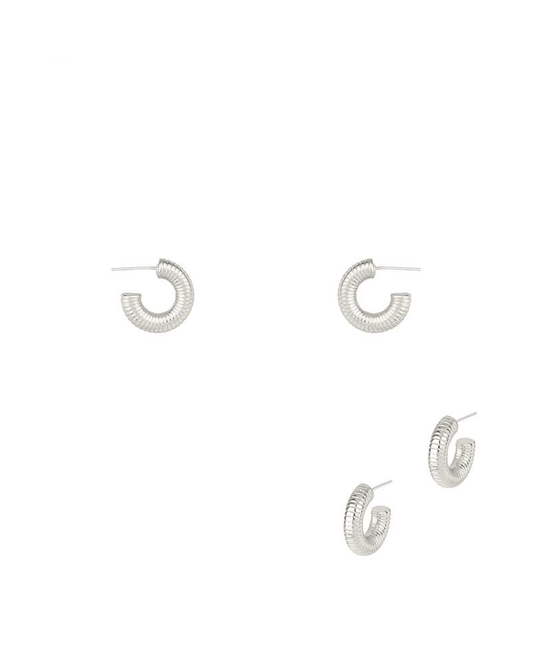 Metal Sterling Silver Texture 18mm Hoop Earring