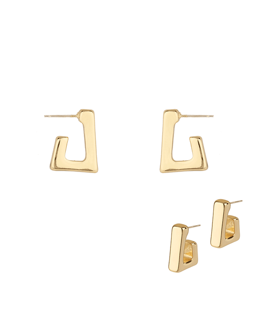 Metal Steering Silver Square Hoop Earring