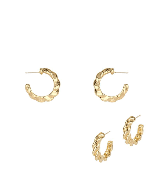 Metal Sterling Silver Twisted 25mm Hoop Earring
