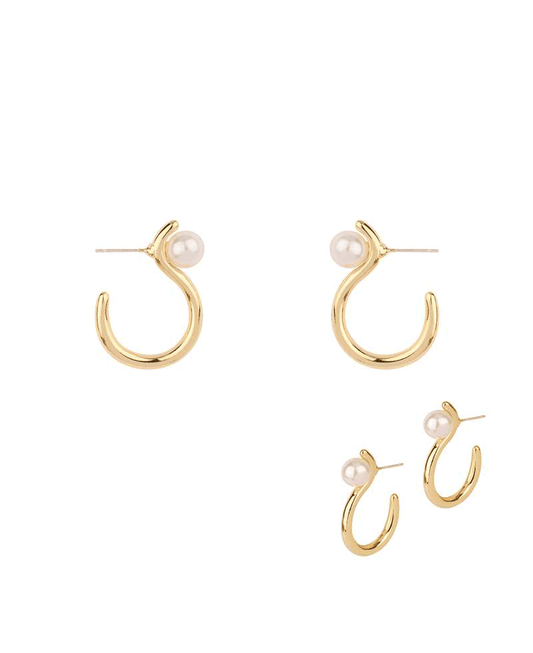 Pearl Accent Sterling Silver Hoop Earring