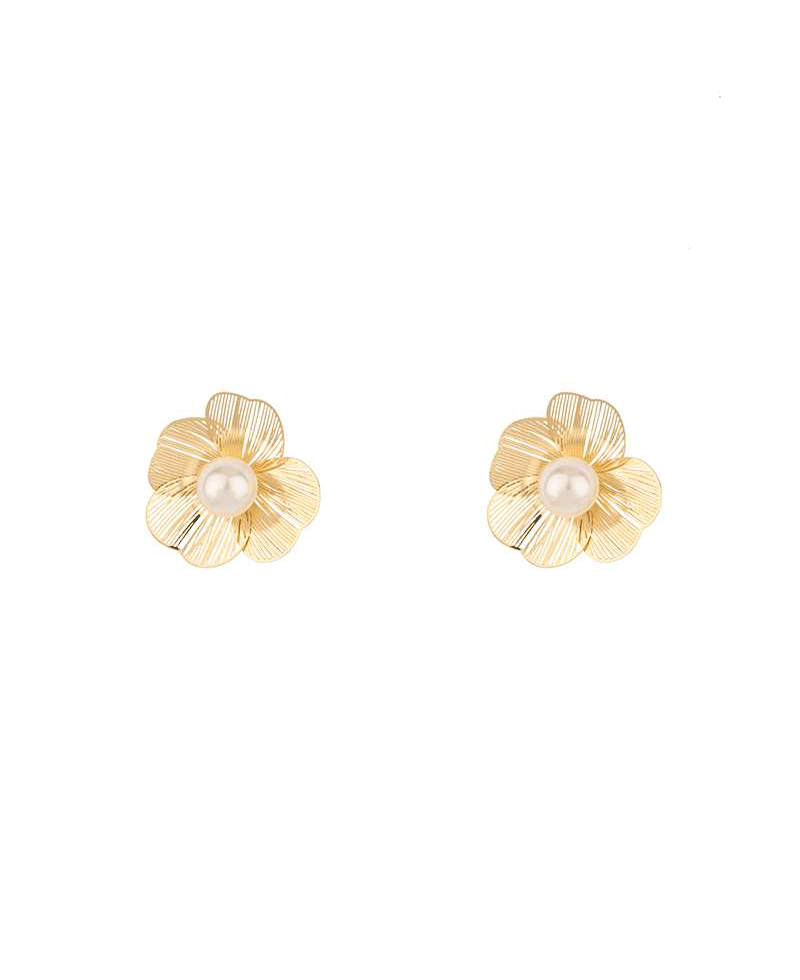 Pearl Sterling Silver Flower Filigree Post Earring
