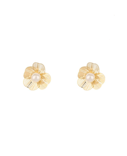 Pearl Sterling Silver Flower Filigree Post Earring