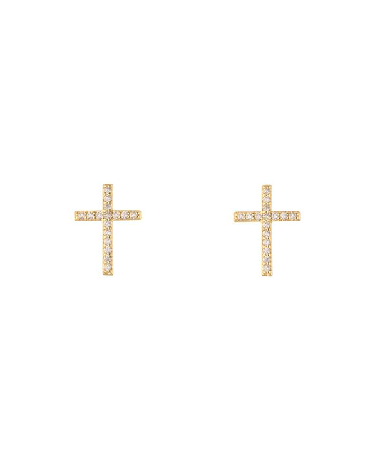 Rhinestone Sterling Silver Cross Post Earring