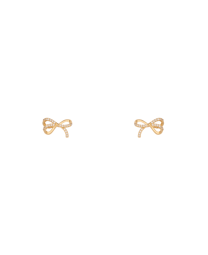 Rhinestone Sterling Silver Bow Post Earring