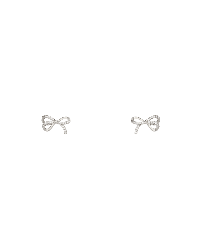 Rhinestone Sterling Silver Bow Post Earring