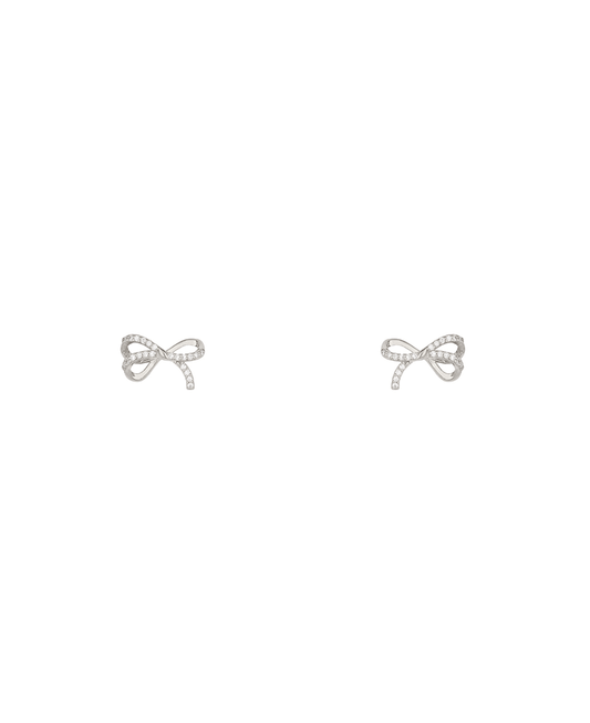 Rhinestone Sterling Silver Bow Post Earring