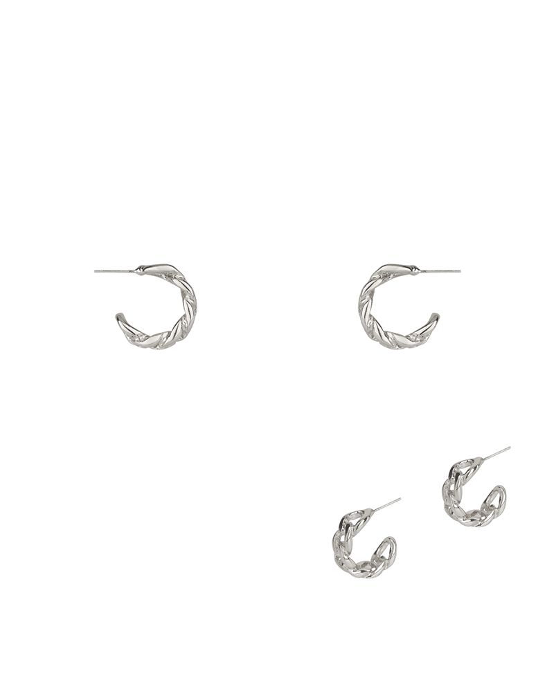 Metal Sterling Silver Link 20mm Hoop Earring