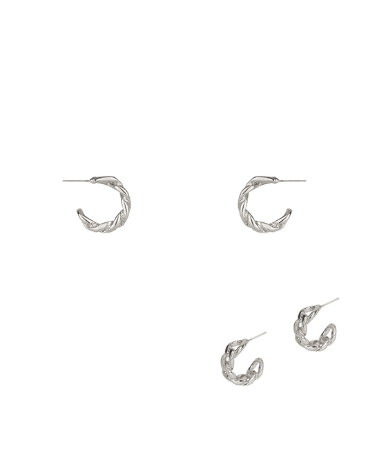 Metal Sterling Silver Link 20mm Hoop Earring