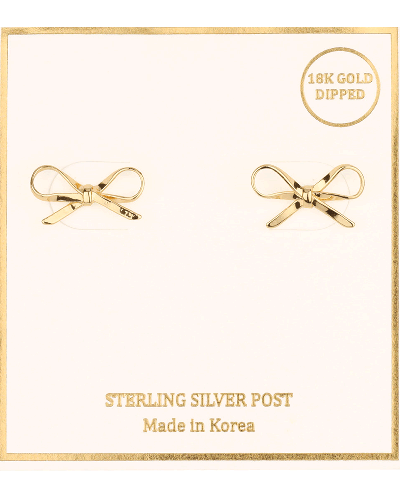 Metal Sterling Silver Bow Post Earring