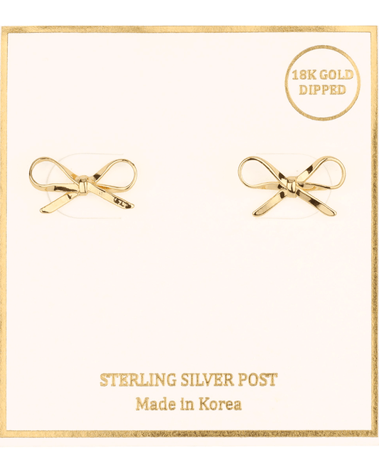 Metal Sterling Silver Bow Post Earring