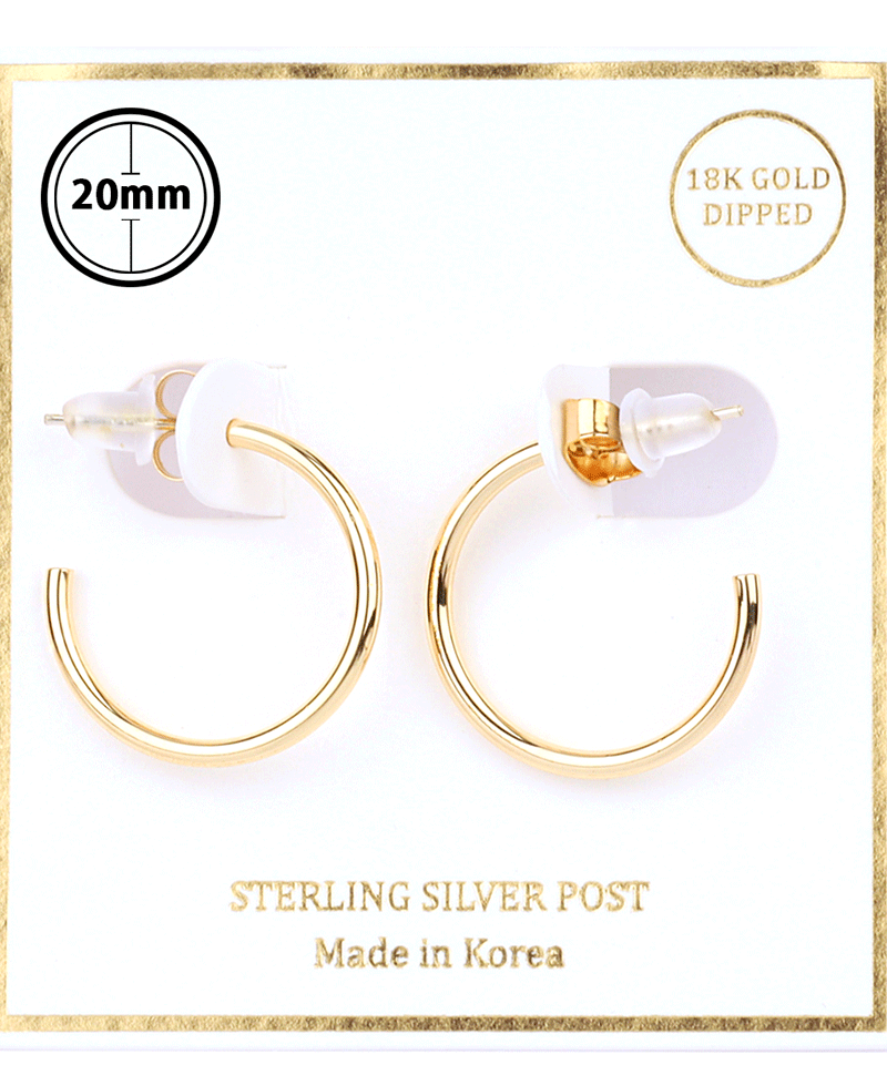 Metal Sterling Silver 20mm Hoop Earring