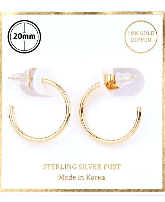 Metal Sterling Silver 20mm Hoop Earring