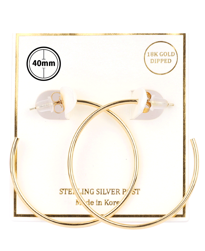 Metal Sterling Silver 40mm Hoop Earring