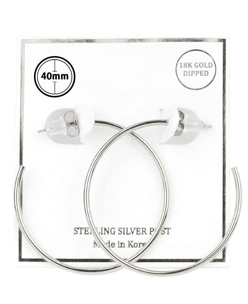 Metal Sterling Silver 40mm Hoop Earring