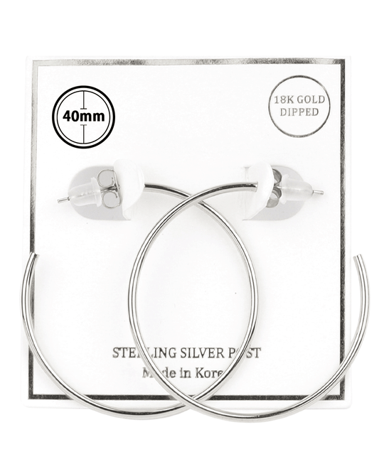 Metal Sterling Silver 40mm Hoop Earring