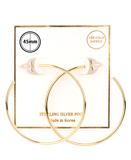 Metal Sterling Silver 45mm Hoop Earring