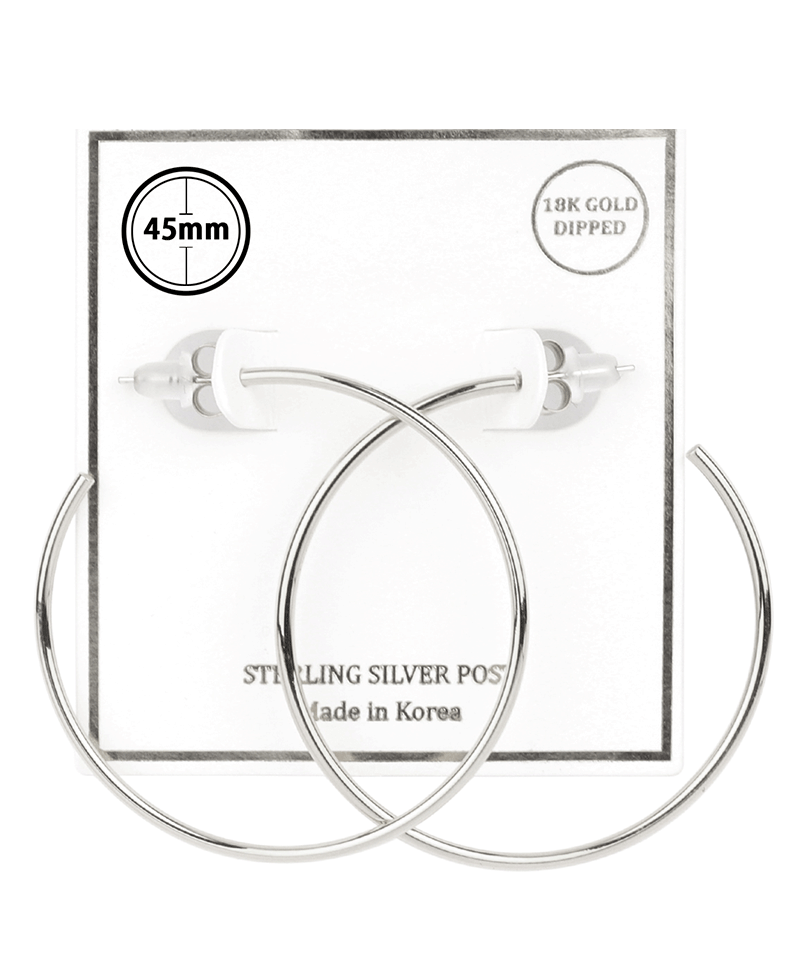 Metal Sterling Silver 45mm Hoop Earring