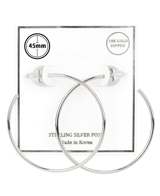 Metal Sterling Silver 45mm Hoop Earring