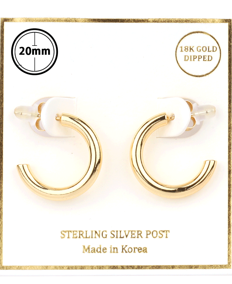 Metal Sterling Silver 20mm Hoop Earring