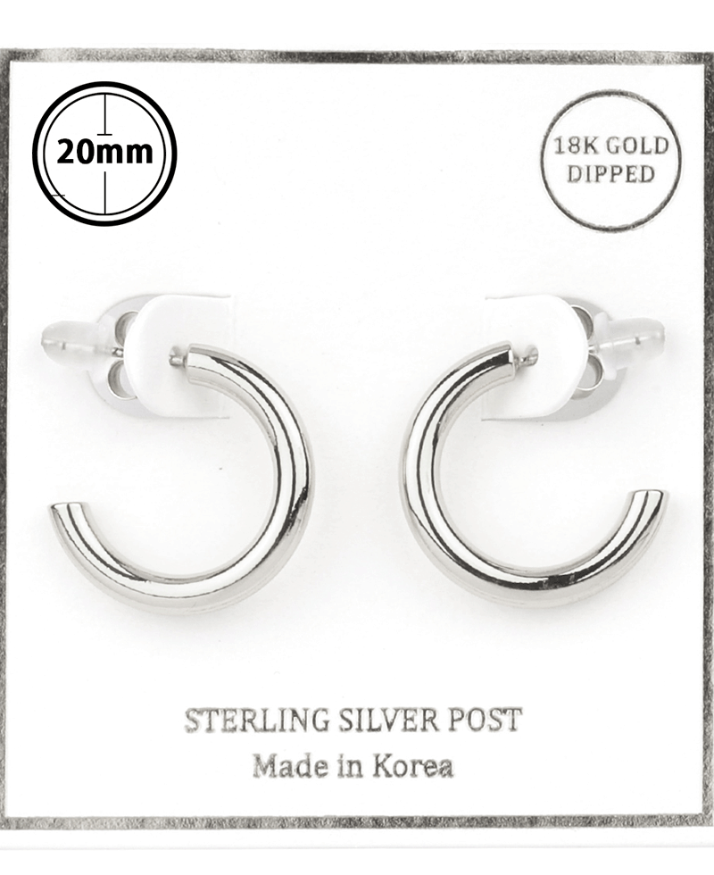 Metal Sterling Silver 20mm Hoop Earring