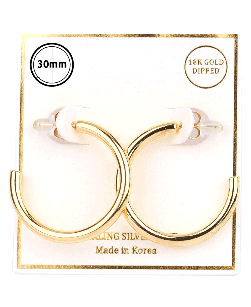 Metal Sterling Silver 30mm Hoop Earring
