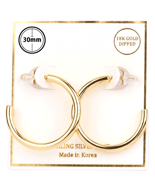 Metal Sterling Silver 30mm Hoop Earring