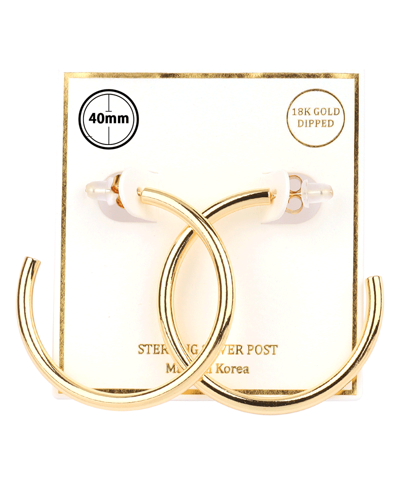 Metal Sterling Silver 40mm Hoop Earring