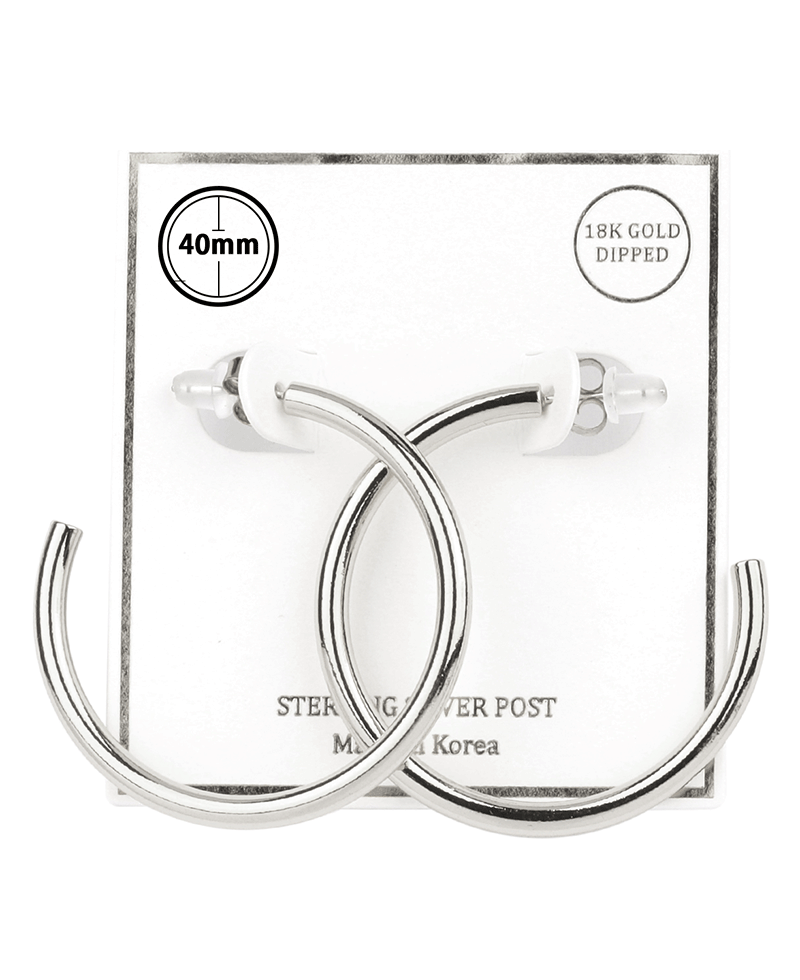 Metal Sterling Silver 40mm Hoop Earring