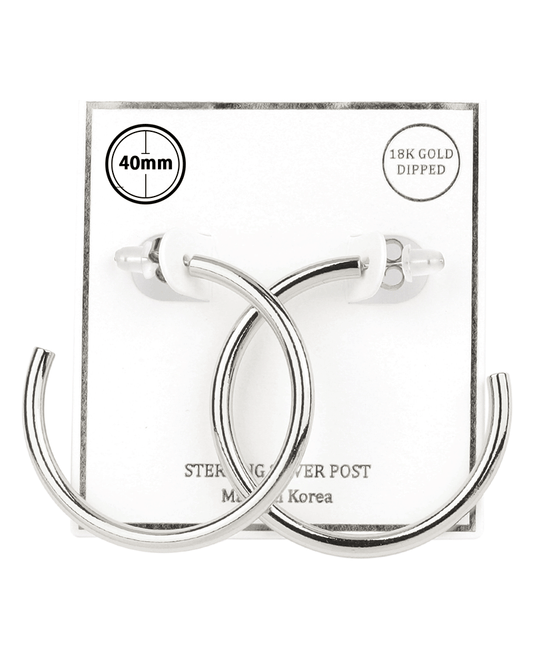 Metal Sterling Silver 40mm Hoop Earring