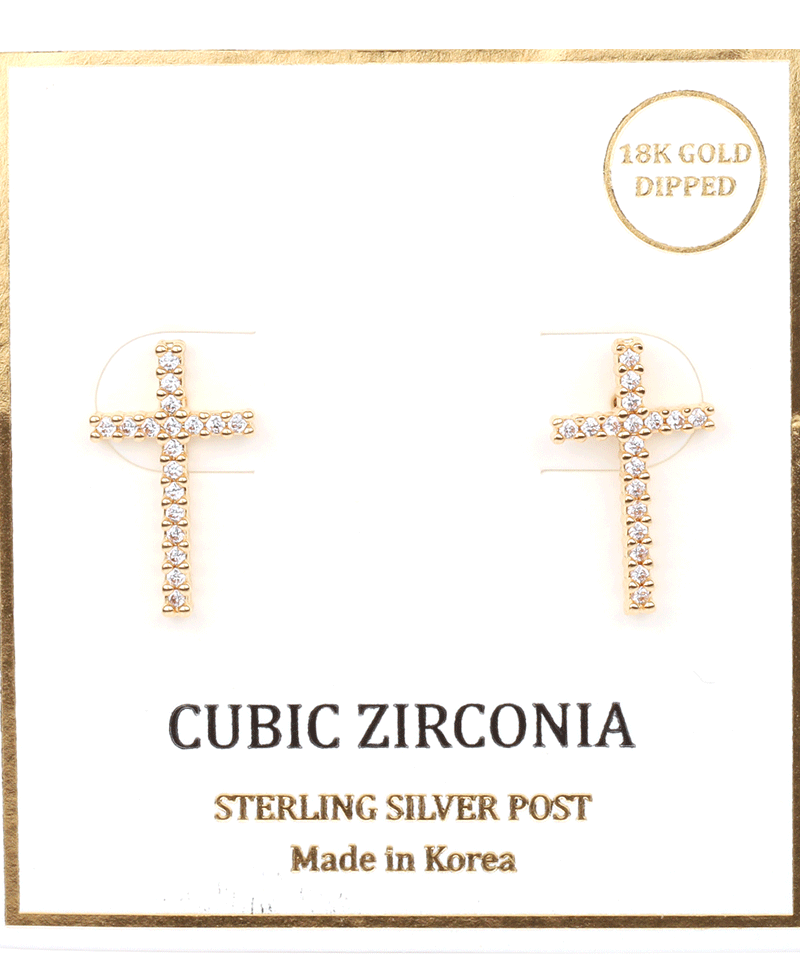 CZ Sterling Silver Cross Post Earring
