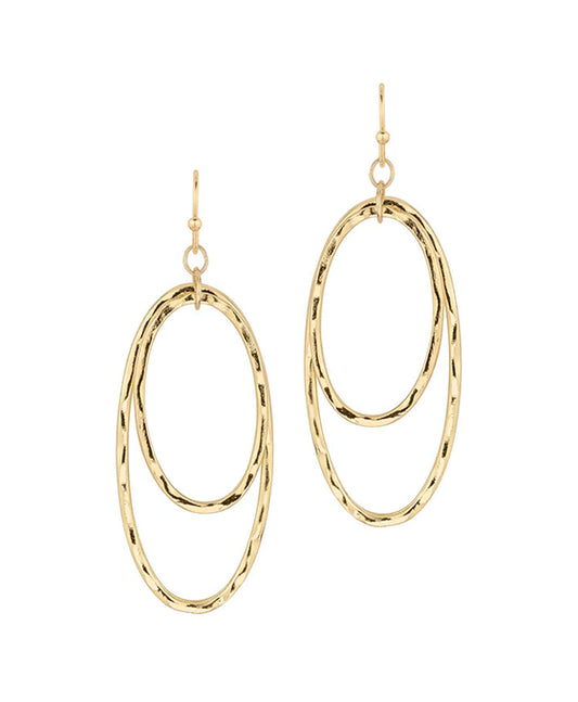 Hammered Metal Oval Earring
