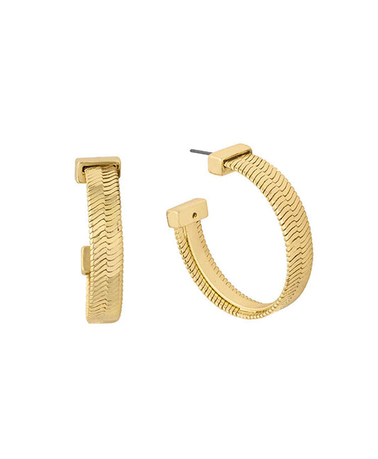 40mm Metal Herringbone Hoop Earring