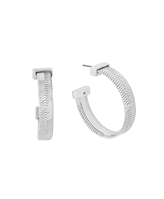 40mm Metal Herringbone Hoop Earring