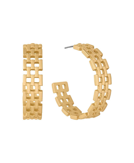 35mm Metal Texture Hoop Earring