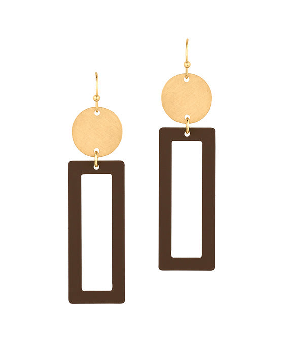 Painted Metal Rectangle Earring