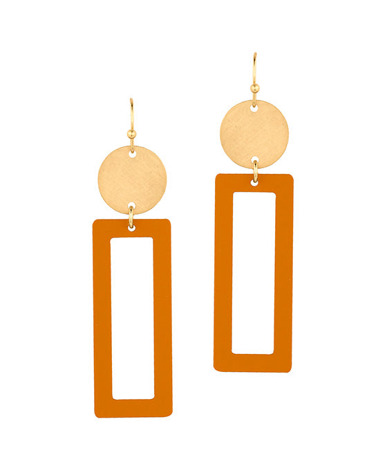 Painted Metal Rectangle Earring