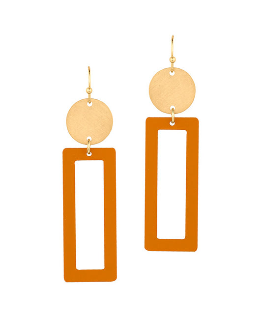 Painted Metal Rectangle Earring