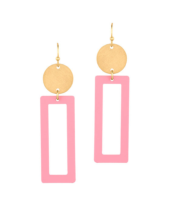 Painted Metal Rectangle Earring
