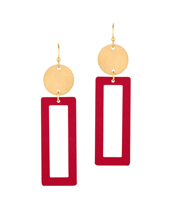Painted Metal Rectangle Earring
