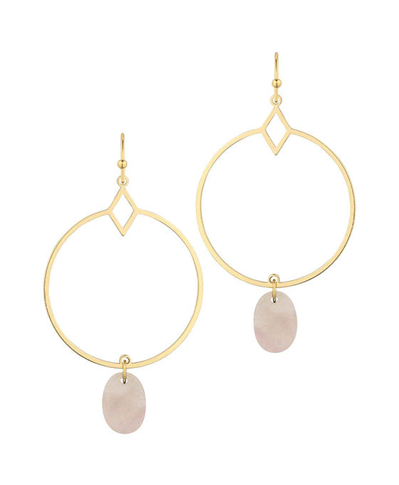 Stone & Metal Circle Earring