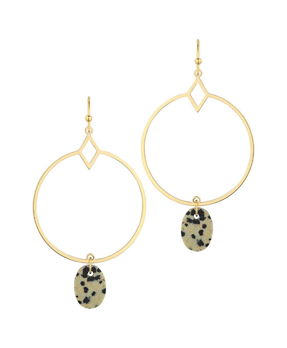 Stone & Metal Circle Earring